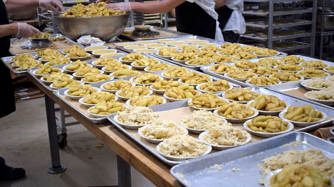 Raised Gluten Free employees produce about 2,000 pies a day